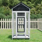 vidaXL Къщичка за птици сива 91, 5x53x170 см масивна чамова дървесина (172253)