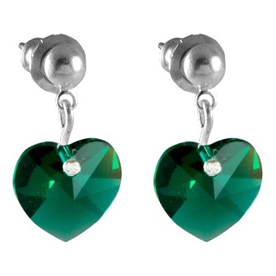 JSB se Swarovski Elements tvar srdce tmavě zelená 793902 emerald