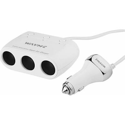 Trojitá rozdvojka do zapaľovača 12/24V, 2x USB konektor, kábel 120 cm, WAYME