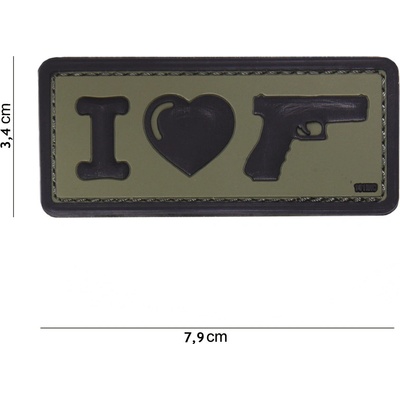 Gumová nášivka 101 Inc nápis I Love My Sidearm - olivová
