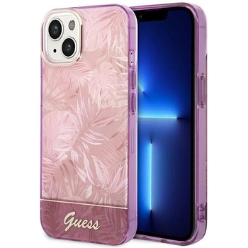 GUESS Кейс Guess GUHCP14MHGJGHP за iPhone 14 Plus 6.7"", розов / розов, твърд, Jungle Collection (GUE002219-0)