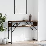 vidaXL Конзолна маса с рафт, кафяв дъб, 105x30x75 см, инженерно дърво (837796)