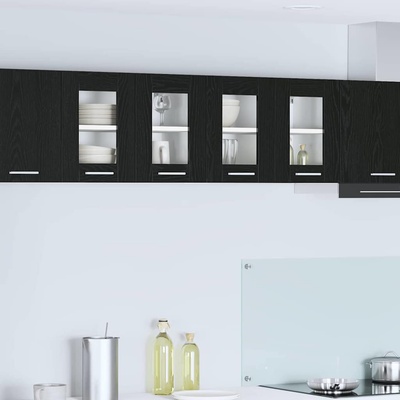vidaXL Висящ шкаф 2 pcs Черния дъб 60 x 31 x 40 см Инженерно дърво (884213)