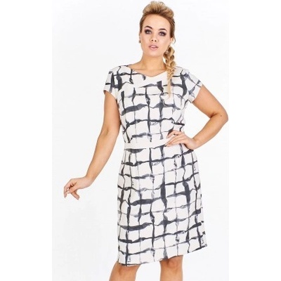 Halimati dámské elegantní šaty Helen vzorované HA0144 béžová