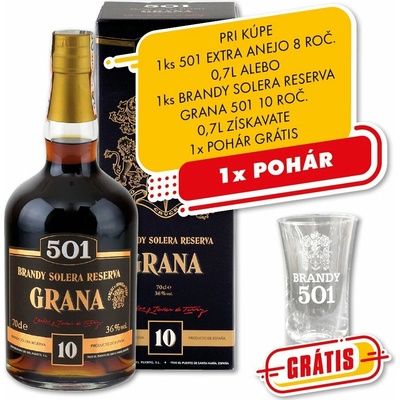 Brandy 501 Solera Reserva Grana 10r.oč 36% 0,7 l (kartón)
