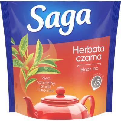 Saga Čierny čaj v nálevových vreckách 75 x 1,4 g