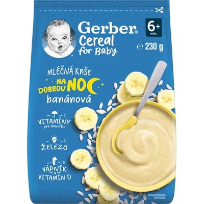 Gerber Cereal for Baby Mléčná kaše na dobrou noc banánová 230 g – Zbozi.Blesk.cz