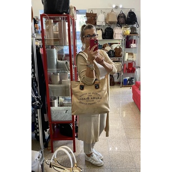 Laura Biaggi kabelka krémová semišová matná zlaté kovanie