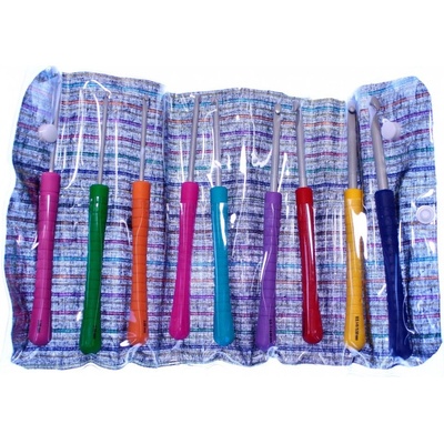 Pletací háček s ručkou 14 cm MIX 9 kus