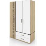 Bogdan Furniture I Трикрилен гардероб Mod 1043, Сонома тъмна/Бяло