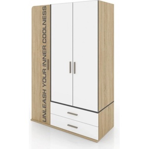 Bogdan Furniture I Трикрилен гардероб Mod 1043, Сонома тъмна/Бяло