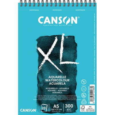 Canson XL Aquarelle Skicák v krúžkovej väzbe A5 CP 300g 20 listov