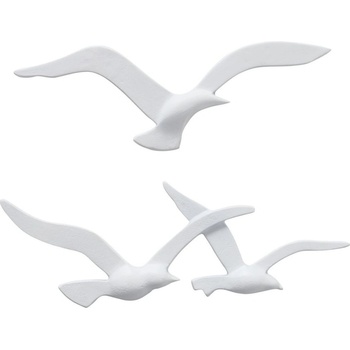 Boltze Nástěnná kovová bílá dekorace Birdy sada 3 kusy