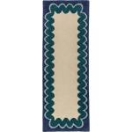 Flair Rugs Ръчно изработена вълнена пътека в естествен цвят/тюркоазена 80x230 cm Wiggle Wool - Flair Rugs (503119382740)