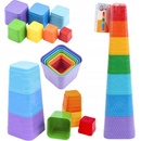 Teddies Kubus pyramida skládanka hranatá barevná 7ks
