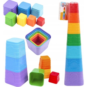 Teddies Kubus pyramida skládanka hranatá barevná 7ks