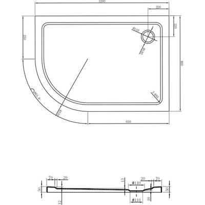 Mexen Flat slim 120 x 80 cm 41708012P-B