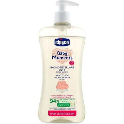Chicco Мицеларен шампоан за коса и тяло Chicco - Sensitive, 500 ml