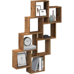 vidaXL Стенна кубична етажерка от старо дърво 90x15x119, 5 cm (856596)
