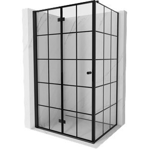Mexen Mist-F сгъваема лява душ кабина 95 x 120 см, черна решетка, черна - 8A6T-095-120-70-77-L (8A6T-095-120-70-77-L)