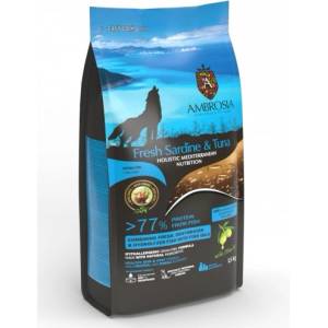 AMBROSIA MEDITERRANEAN DIET All breeds adult Fresh Sardine Tuna - хипоалергенна храна за кучета, БЕЗ ЗЪРНО, от всички породи, с пресни сардини и риба тон - 5 кг, Франция