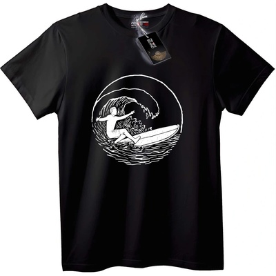 NOONEBRAND Тениска Сърфър вълна - S, Black