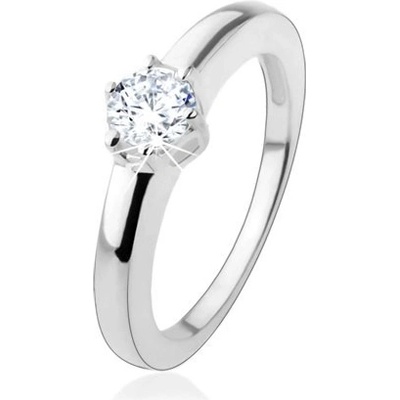 Šperky eshop zásnubní prsten ze stříbra 925 s kulatým broušeným zirkonem HH18.8