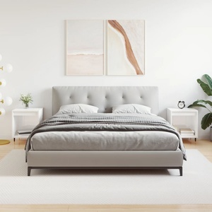 vidaXL Нощни шкафчета, 2 бр, бял гланц, 40x35x50 см, инженерно дърво (830705)