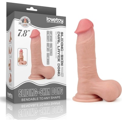 Lovetoy 7.8'' Плъзгаща кожа Двуслоен Дилдо - Цели Тестиси