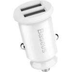 Baseus USB зарядно за кола, 5V, 3.1A - Baseus Grain (CCALL-ML02) - бяло