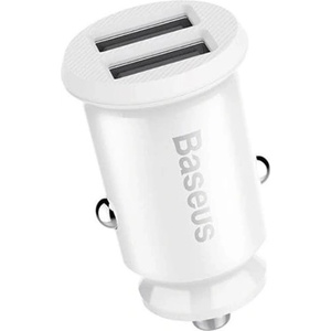 Baseus USB зарядно за кола, 5V, 3.1A - Baseus Grain (CCALL-ML02) - бяло