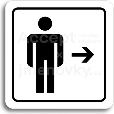 ACCEPT Piktogram WC muži vpravo - bílá tabulka - černý tisk
