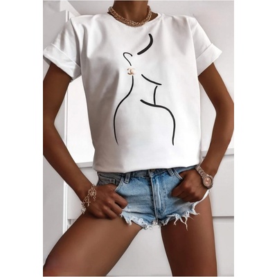 Lara Fashion Triko s krátkým rukávem Bílé