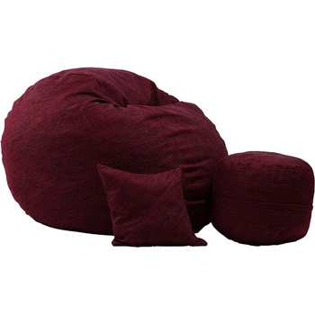 Image 1 of PUFRELAX Комплект, Барбарон, с табуретка за крака и декоративна възглавница, 700л. King Size, Red wine, Перящ се калъф, Трансформира се в легло, Пълнеж с микс от мемори пяна и дунапрен, Гама Premium Rustic (PUF-M-KOP-PR-RDWN)