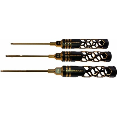 Arrowmax Ball Driver Hex Wrench Set 2.0 2.5 & 3.0 X 120 mm 3-Teilig. Black Golden AM-420991-BG