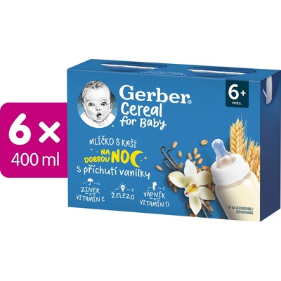 GERBER Mlieko z ovsených vločiek s vanilkovou príchuťou 6x2x200 ml