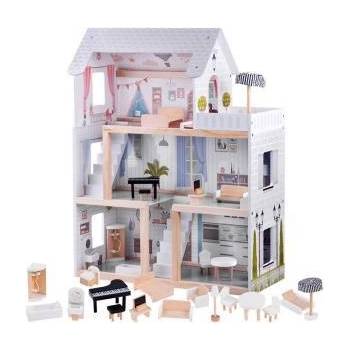 Jokomisiada Wooden Boho style dollhouse led ZA4131