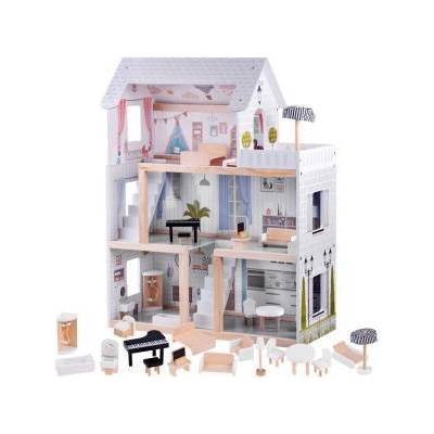 Jokomisiada Wooden Boho style dollhouse led ZA4131