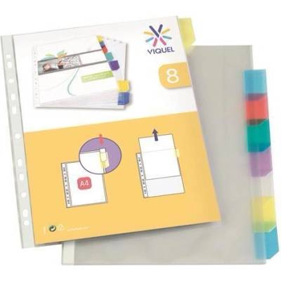 Viquel Obal s rozlišovači, transparentní, A4, 90 micron, 8 částí, VIQUEL ,balení 8 ks