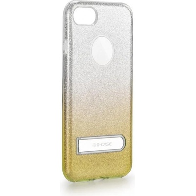 G-Case Блестящ Калъф с Поставка за iPhone SE 2022/2020 8/7, G-Case Shining Holder, Сребро/Розов (6923115107317)