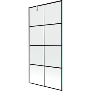 Mexen Next параван за вана 1-крилен 90 x 150 cm, черна решетка, четкан никел - 895-090-000-00-77-97 (895-090-000-00-77-97)