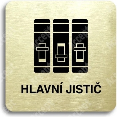 ACCEPT Piktogram hlavní jistič - zlatá tabulka - černý tisk bez rámečku