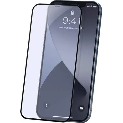 Baseus Full Screen Curved Anti-Bluelight Soft Edge Tempered Glass (SGAPIPH61P-TE01) - стъклено защитно покритие за целия дисплей на iPhone 12, iPhone 12 Pro (прозрачен-черен) (2 броя)