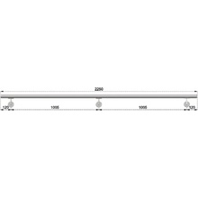 madlo 2250mm /leštená nerez /AISI304, set:3ks úchyt, madlo ø 42.4mm s ukončením