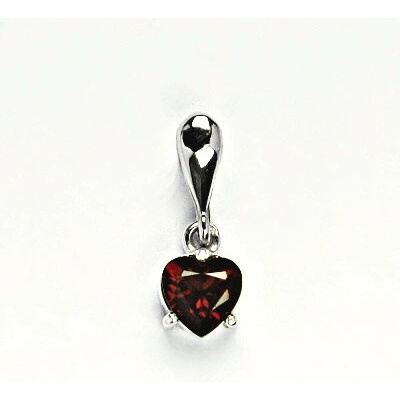 Čištín Zlatý přívěsek srdce bílé i žluté zlato přírodní kámen granát P 1362/22