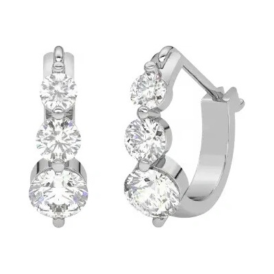 Dabog Strieborné 925 dámske náušnice Triple Shine s tromi zirkónmi ST-Z-NA-004