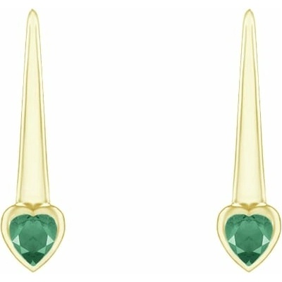 Eppi Visací náušnice se smaragdovými srdíčky Levy E47967