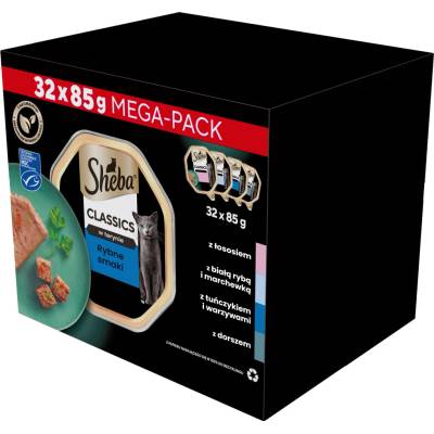SHEBA Classics rybie príchute tácky 32 x 85 g