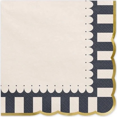 PartyDeco Ubrousky papírové černo-béžové 12ks 33x33cm