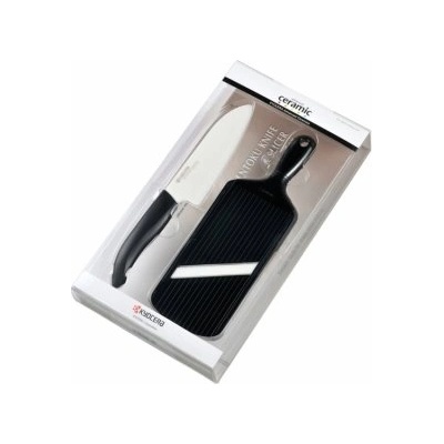 KYOCERA (Kyoto Ceramics - Япония) Комплект керамичен нож с ренде KYOCERA - черен (Kyocera FK-140WH-BK+202 BK)
